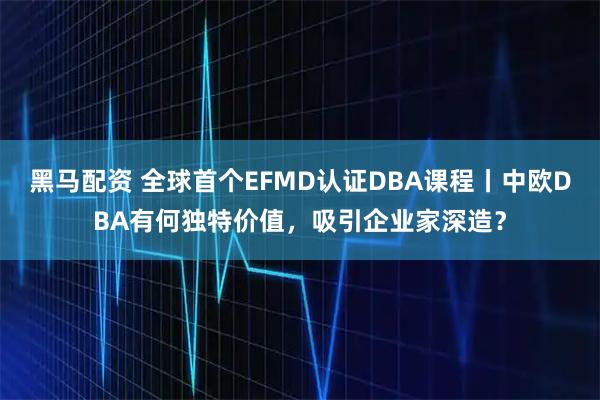 黑马配资 全球首个EFMD认证DBA课程丨中欧DBA有何独特价值，吸引企业家深造？